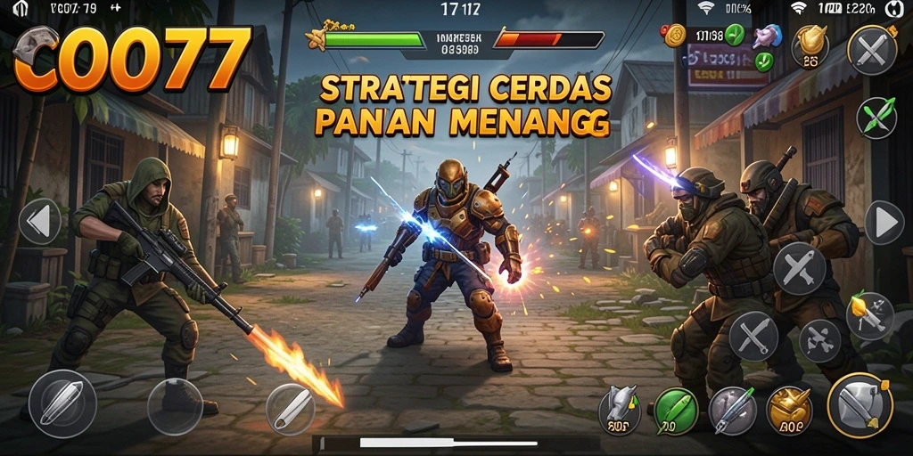 Screenshot gameplay COO77 menunjukkan taktik pertempuran yang menegangkan.