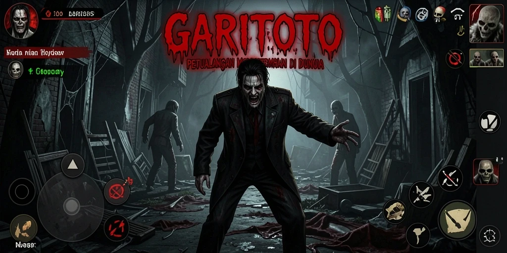 Tangkapan layar utama GARITOTO menampilkan momen mencekam dalam game horror.