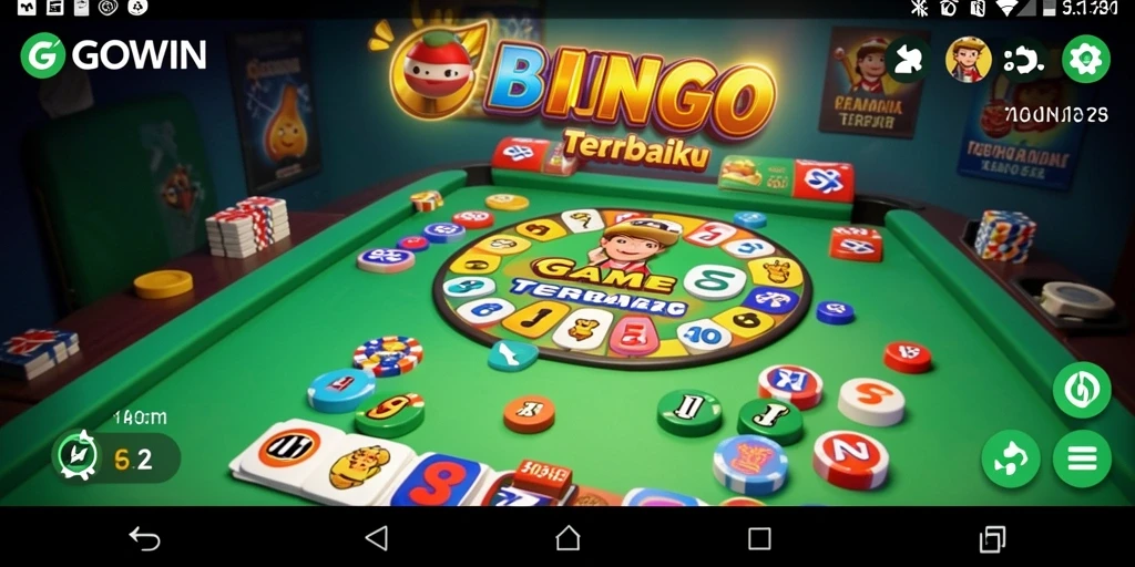 Tangkapan layar GOWIN menunjukkan gameplay Bingo yang seru dan interaktif.