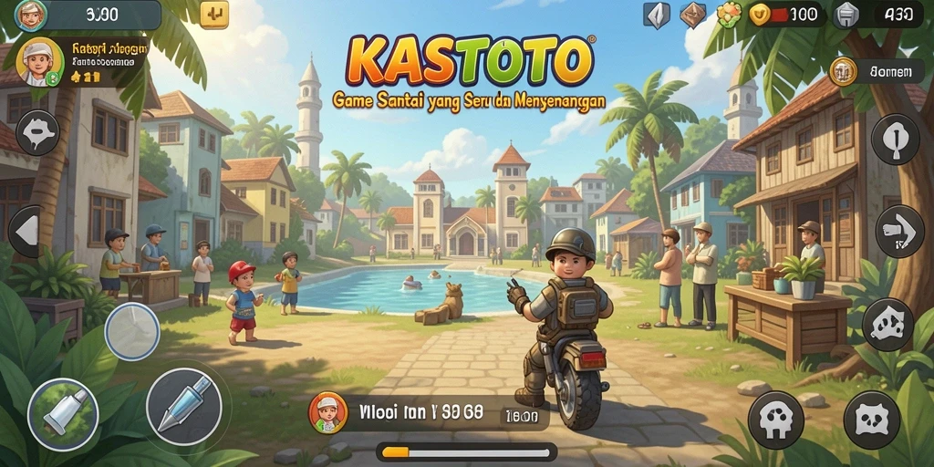 Screenshot KASTOTO menunjukkan momen gameplay yang penuh warna dan menyenangkan.
