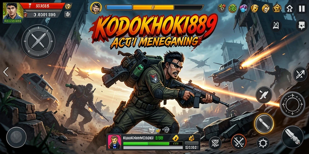 Screenshot menampilkan karakter aksi epik dalam KODOKHOKI889.