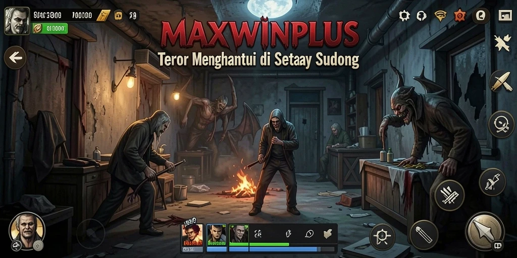 Screenshot menampilkan suasana menyeramkan dalam gameplay MAXWINPLUS