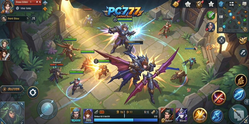 Screenshot gameplay menunjukkan pertempuran seru dalam <strong>PC777</strong>.