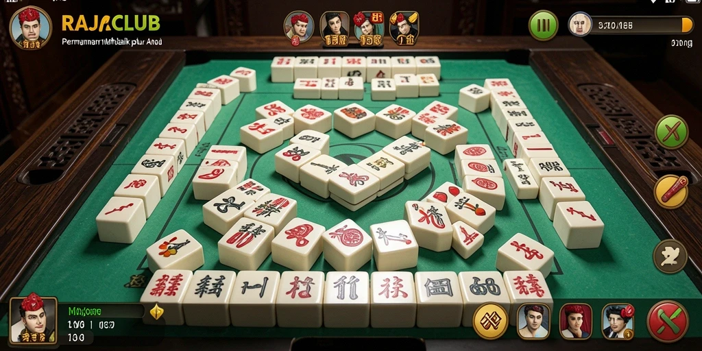 Tampilan gameplay Mahjong yang menarik dan interaktif di RAJACLUB.