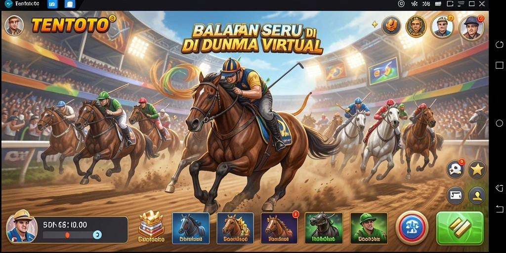 Tampilan gameplay seru TENTOTO saat balapan di trek menantang.
