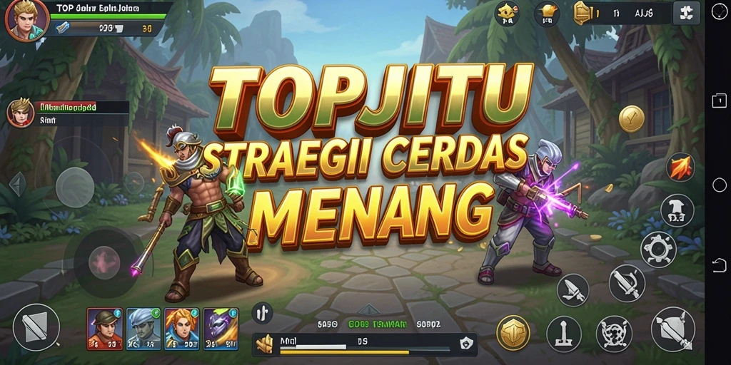 Screenshot gameplay menunjukkan strategi pertempuran cerdas di TOPJITU.